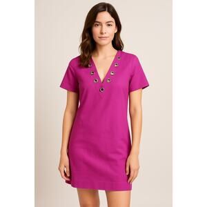 LINE & DOT Linen Shift Short Sleeve Dress Size XS